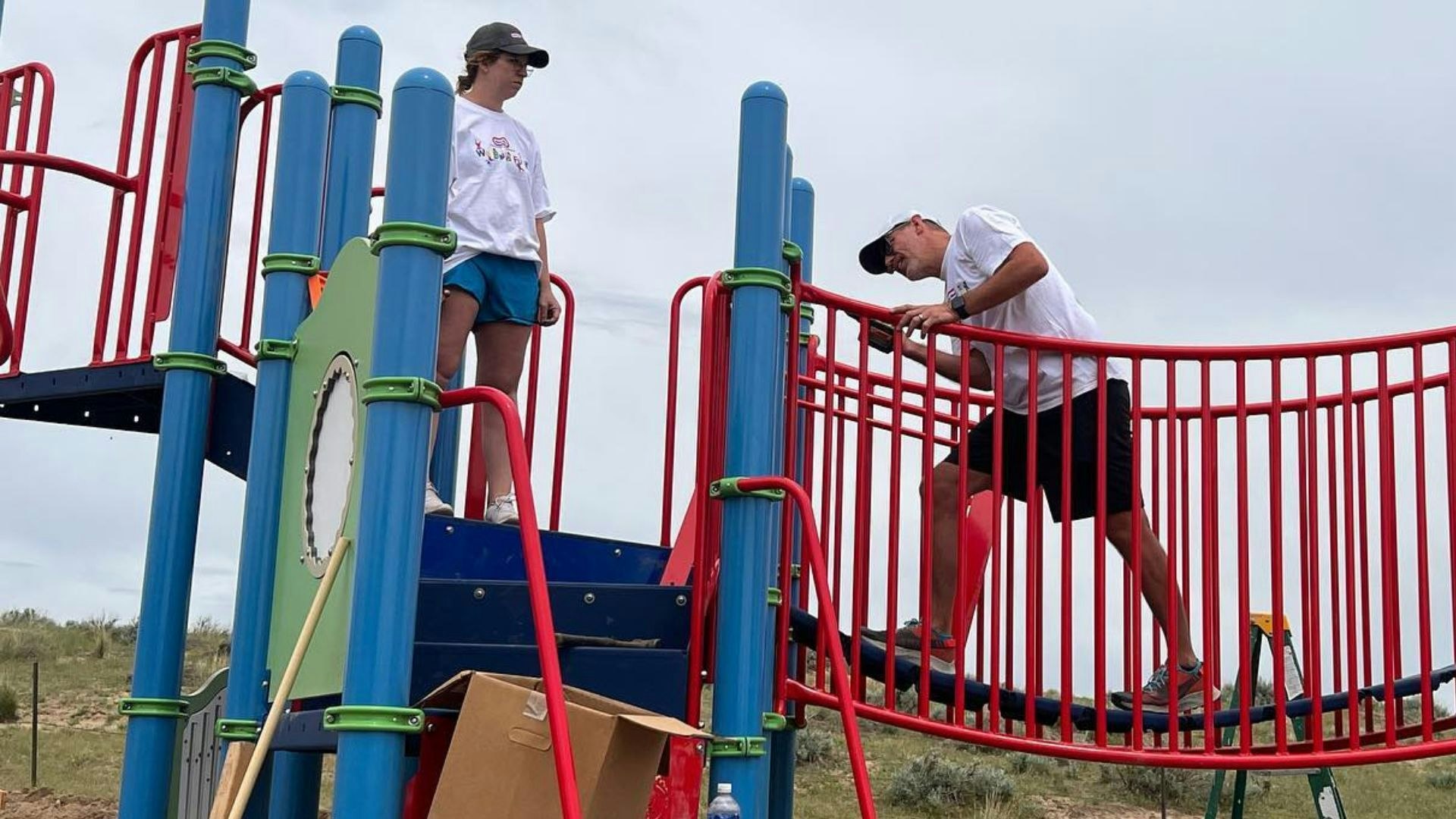 A fully accessible playground from Unlimited Play is built in the Wyoming backyard of the Pinkerton family.