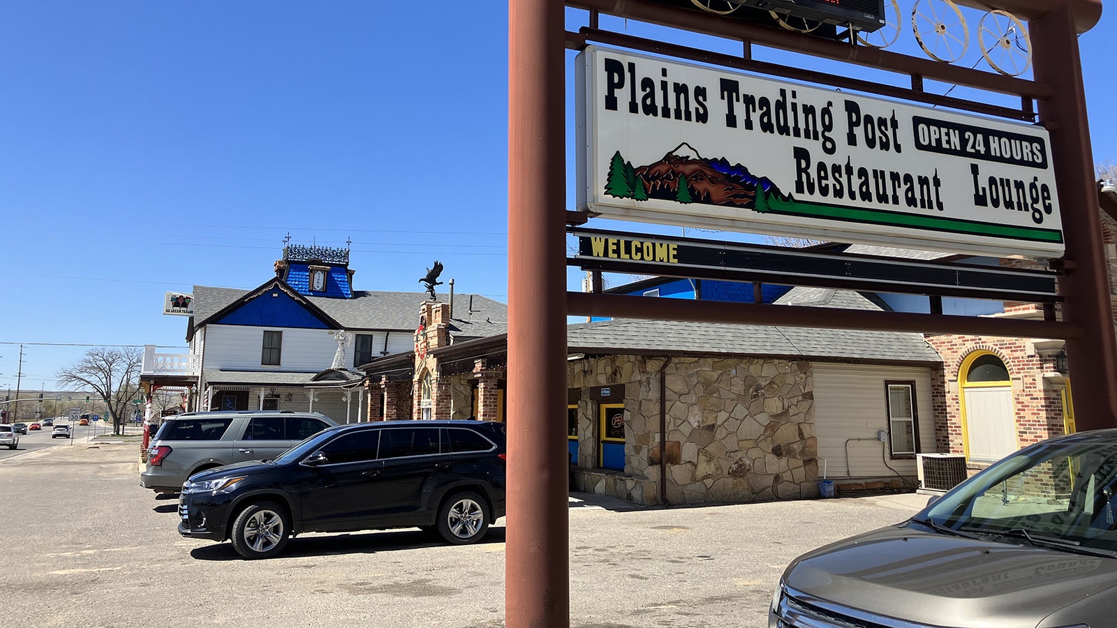 The Plains Trading Post in Douglas contains several historic structures architecturally put together into an ice cream parlor, restaurant, lounge, and motel.