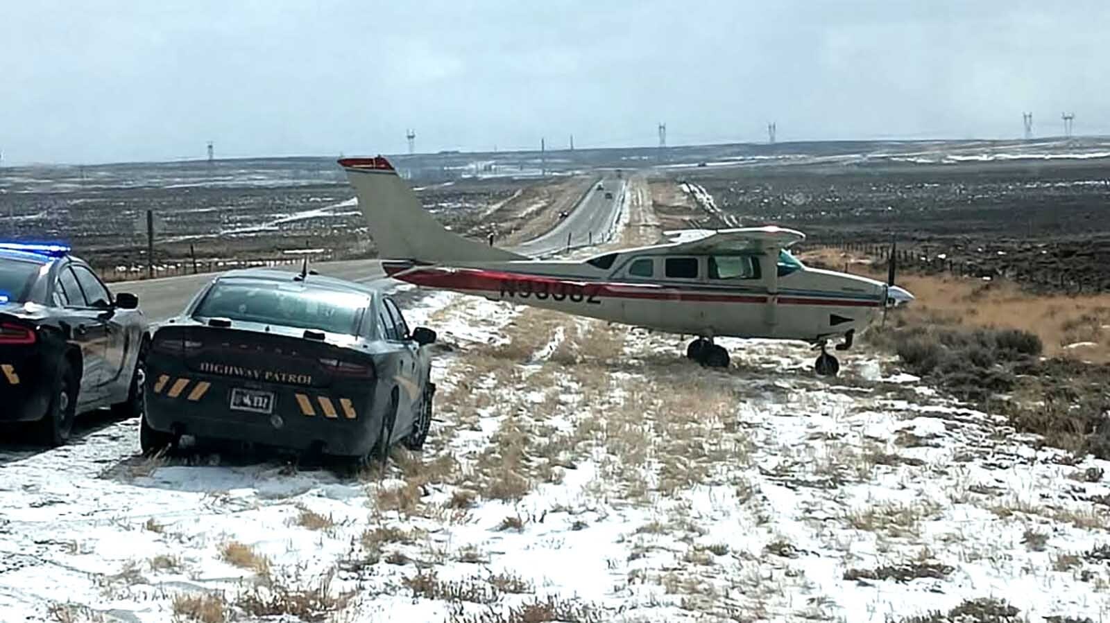 A pilot walked away from making an emergency landing on Wyoming Highway 789 on Wednesday, Feb. 12, 2025, near Rawlins. One longtime pilot calls it the “best-case scenario” for a forced landing in freezing temperatures.