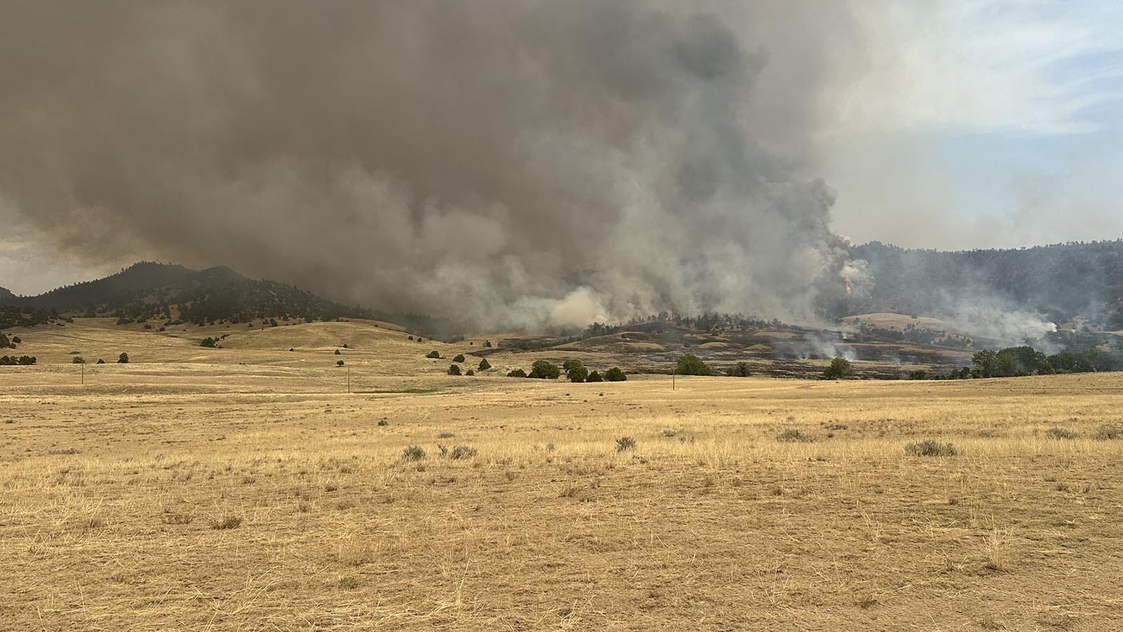 The Pleasant Valley Fire just north of Guernsey, Wyoming, has burned close to 30,000 acres in Gosen and Platte counties.