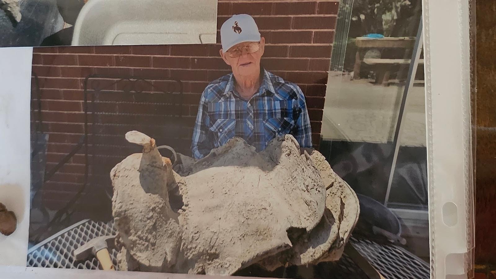 Ed Varrei poses with a skull he found out in the desert.