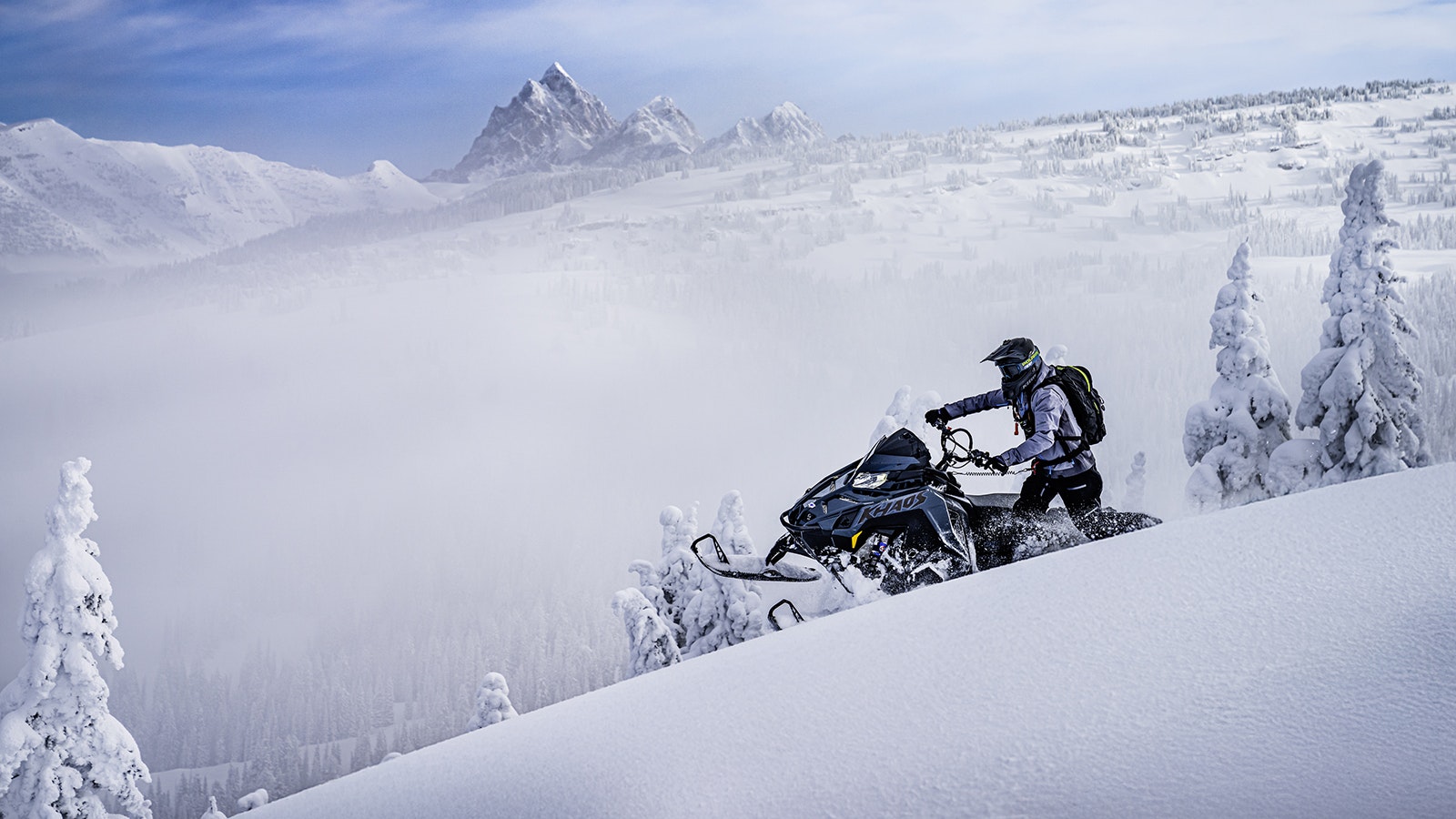 Polaris is promoting its latest lineup of snowmobiles by putting them through their paces in the pristine snow of Wyoming’s Teton Range. The company uses the Cowboy State to showcase the machines as the ultimate toy for backcountry adventure.