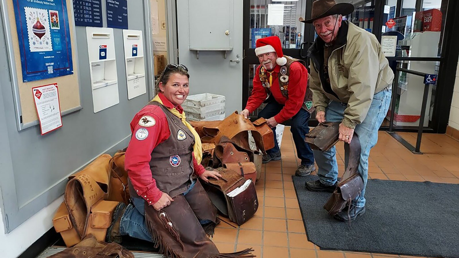 Mochilas and saddle bags of Christmas cards were official mail delivered by the Sweetwater County Chapter of the National Pony Express Association.