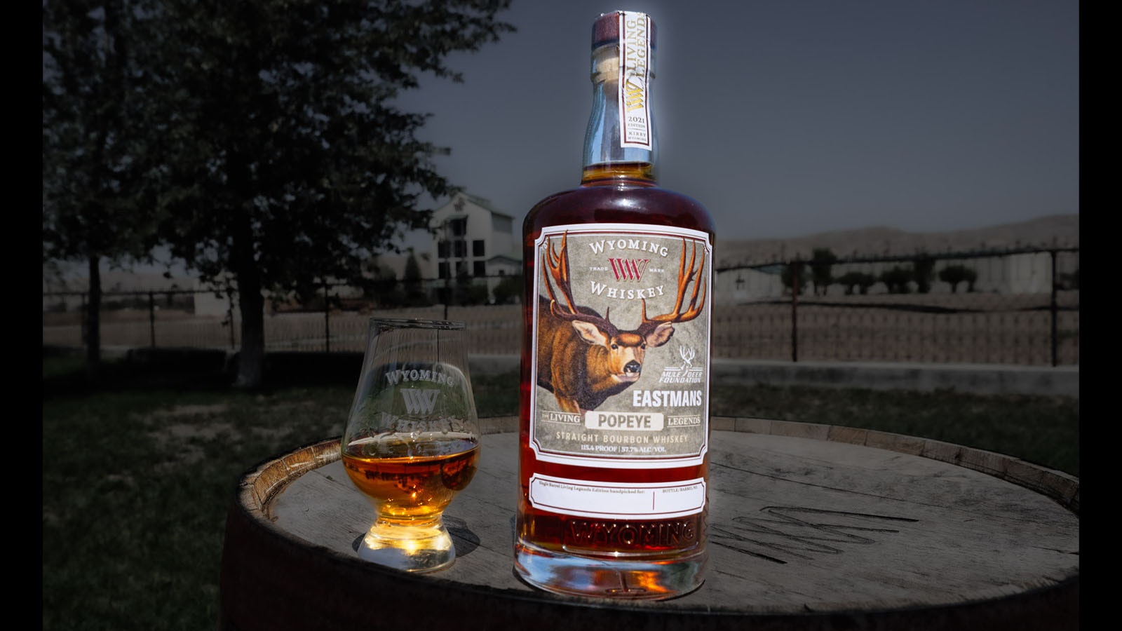 Wyoming Whisky has produced commemorative bottles for each of Wyoming’s famed trio of 1990s gigantic mule deer bucks. “Popeye” (pictured here), as well as “Morty” and “Goliath.”
