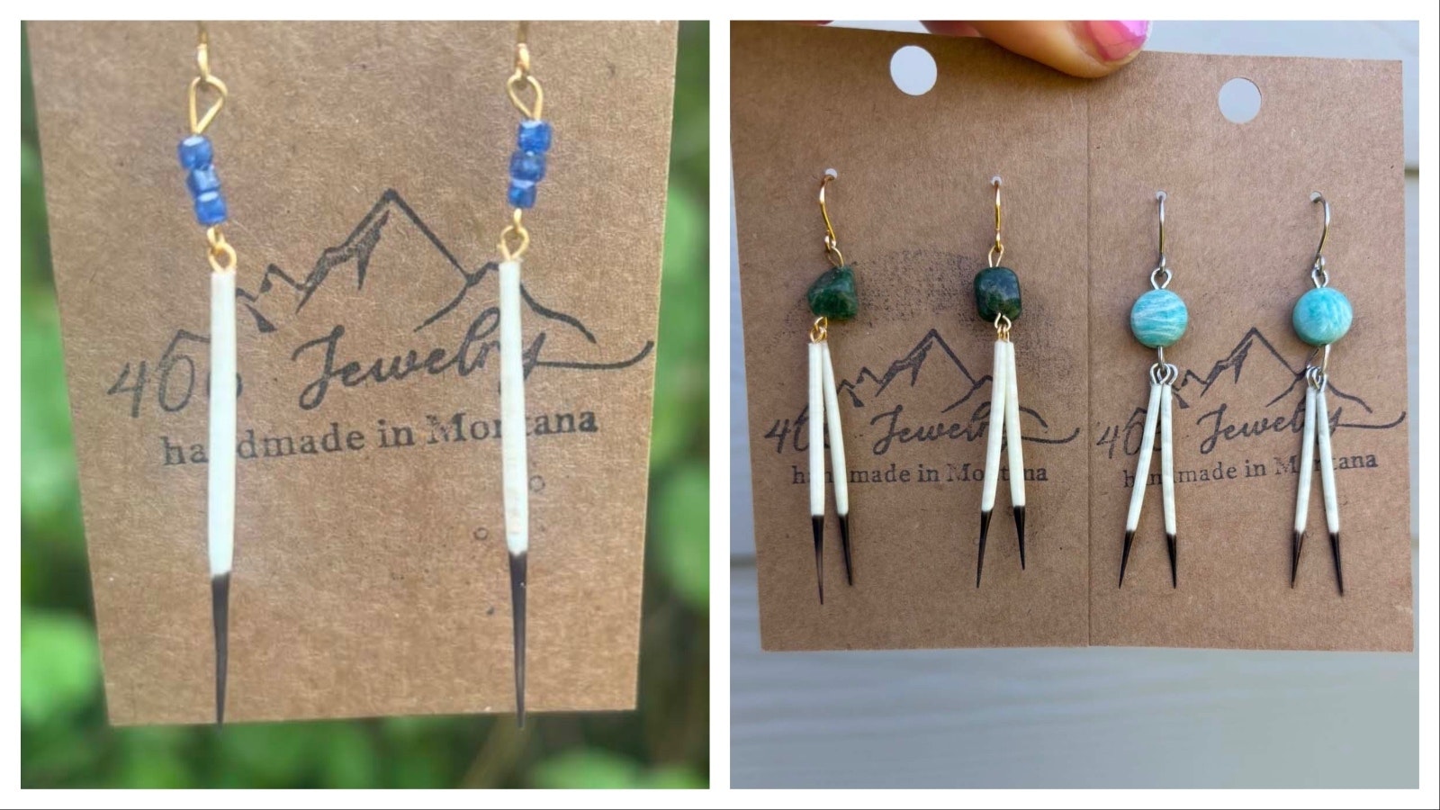 Some of the best-sellers from Brooke Foth's line of jewelry include porcupine quills in a hoop or with turquoise stones.
