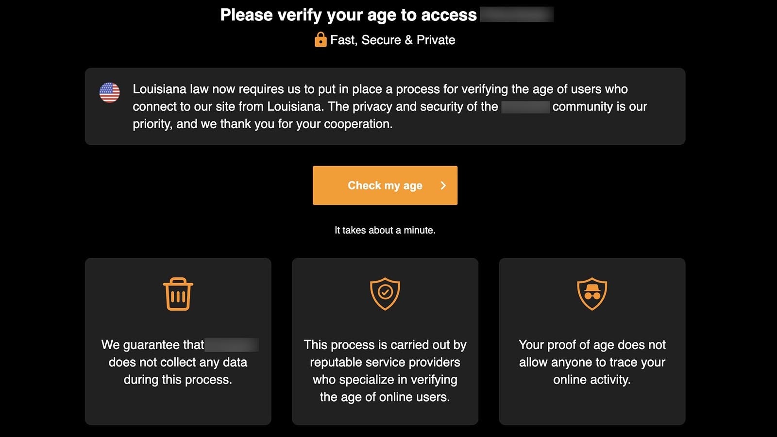 An example of the age verification page of a pornography site operating in Louisiana. A bill is moving through the Wyoming Legislature that would require the same here.