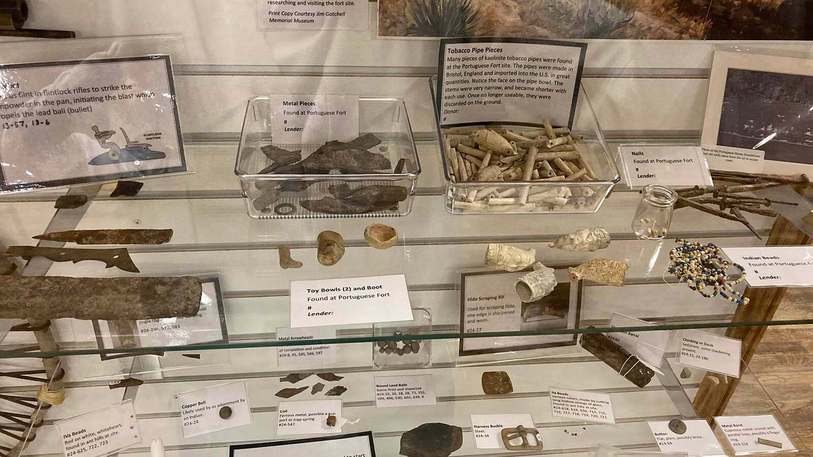 While not many stories survived from the “Portuguese Houses,” an 1830s fur trading post, over 700 artifacts have recently been excavated from the site, some of which are on display at the Hoofprints of the Past Museum in Kaycee.