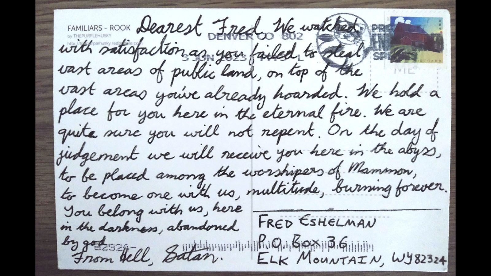 Postcard from Satan 7 13 23