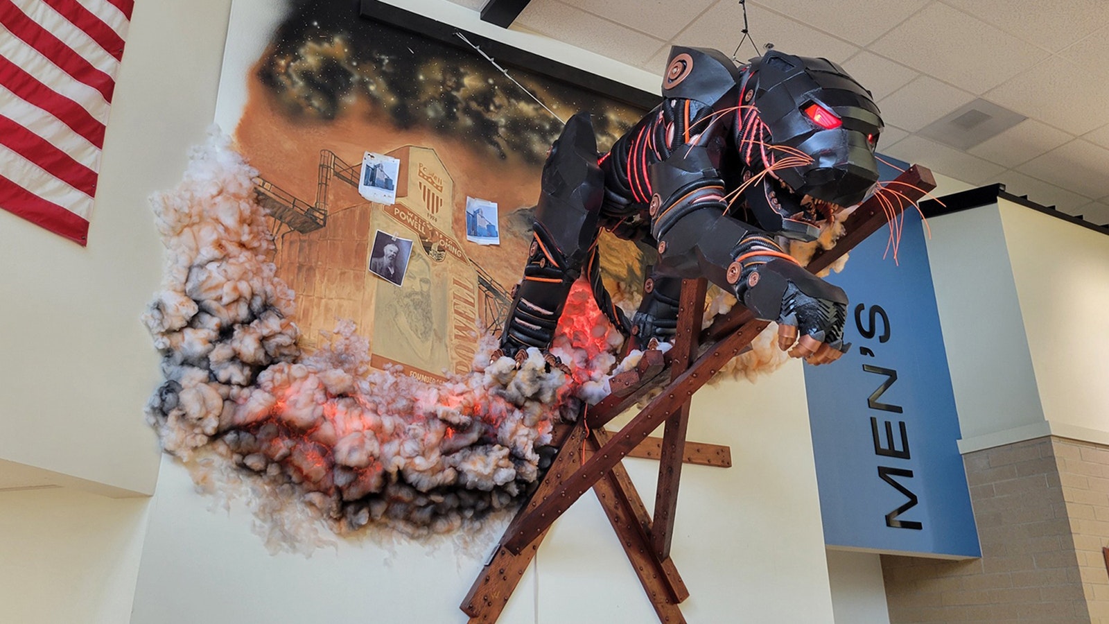 This year the students created a robotic Panther, the school mascot, that is displayed in the common area.