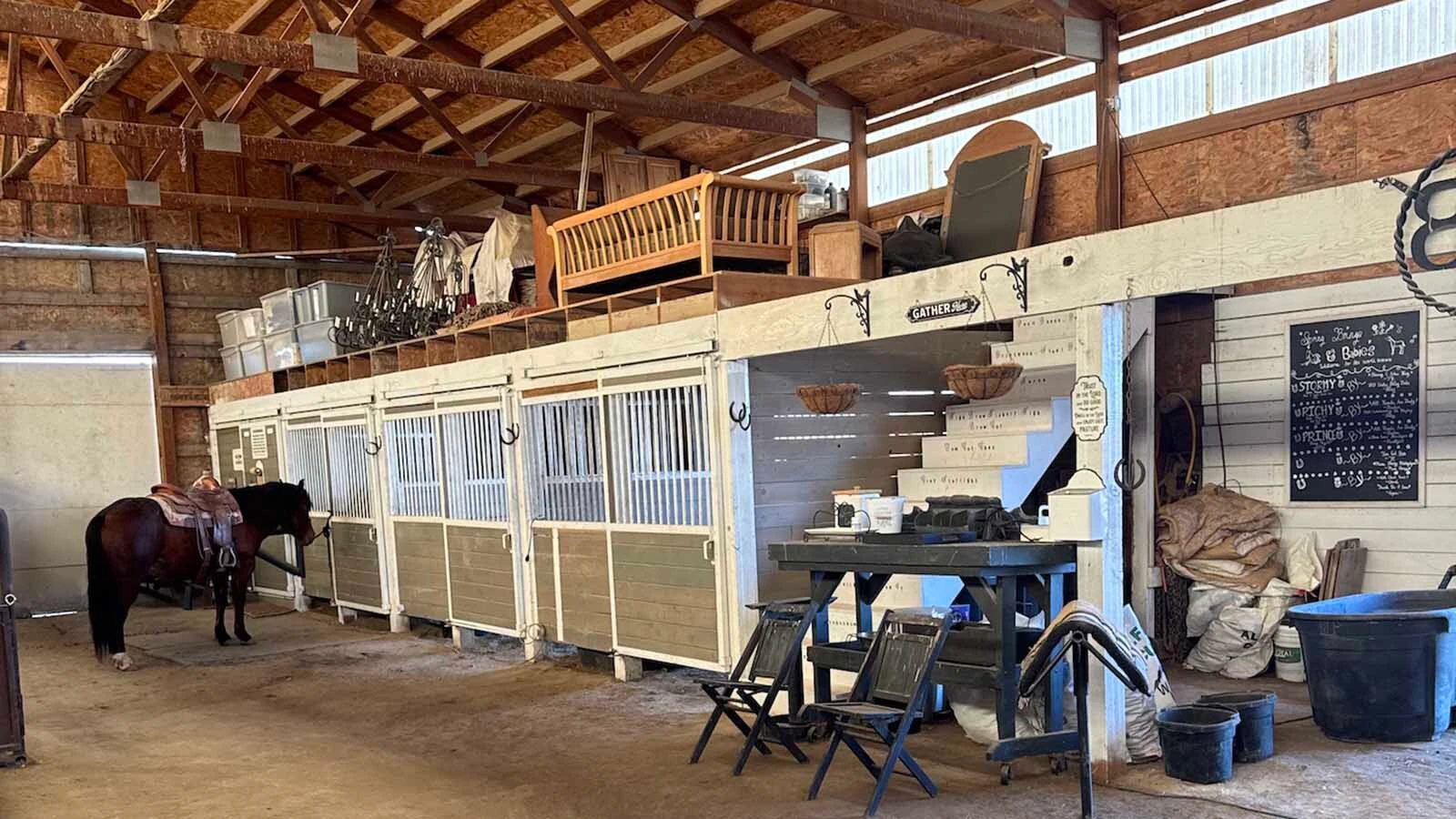 A photo of the stall area in Barbie Rae Steinheimer’s barn that was destroyed on March 12.