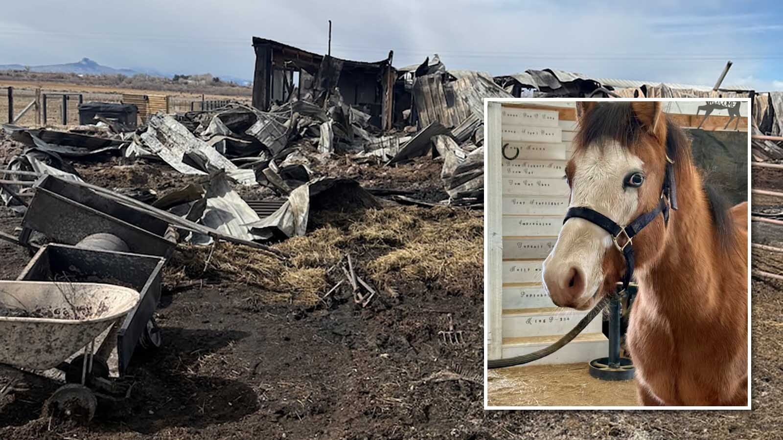 High winds sent flaming hay into a Powell-area barn and attached home that resulted in a total loss for the owner, Barbie Rae Steinheimer.