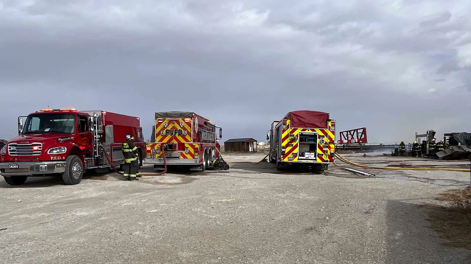 Powell Fire Department firefighters arrived to find Barbie Rae Steinheimer’s barn and home being swept by flames under high winds.