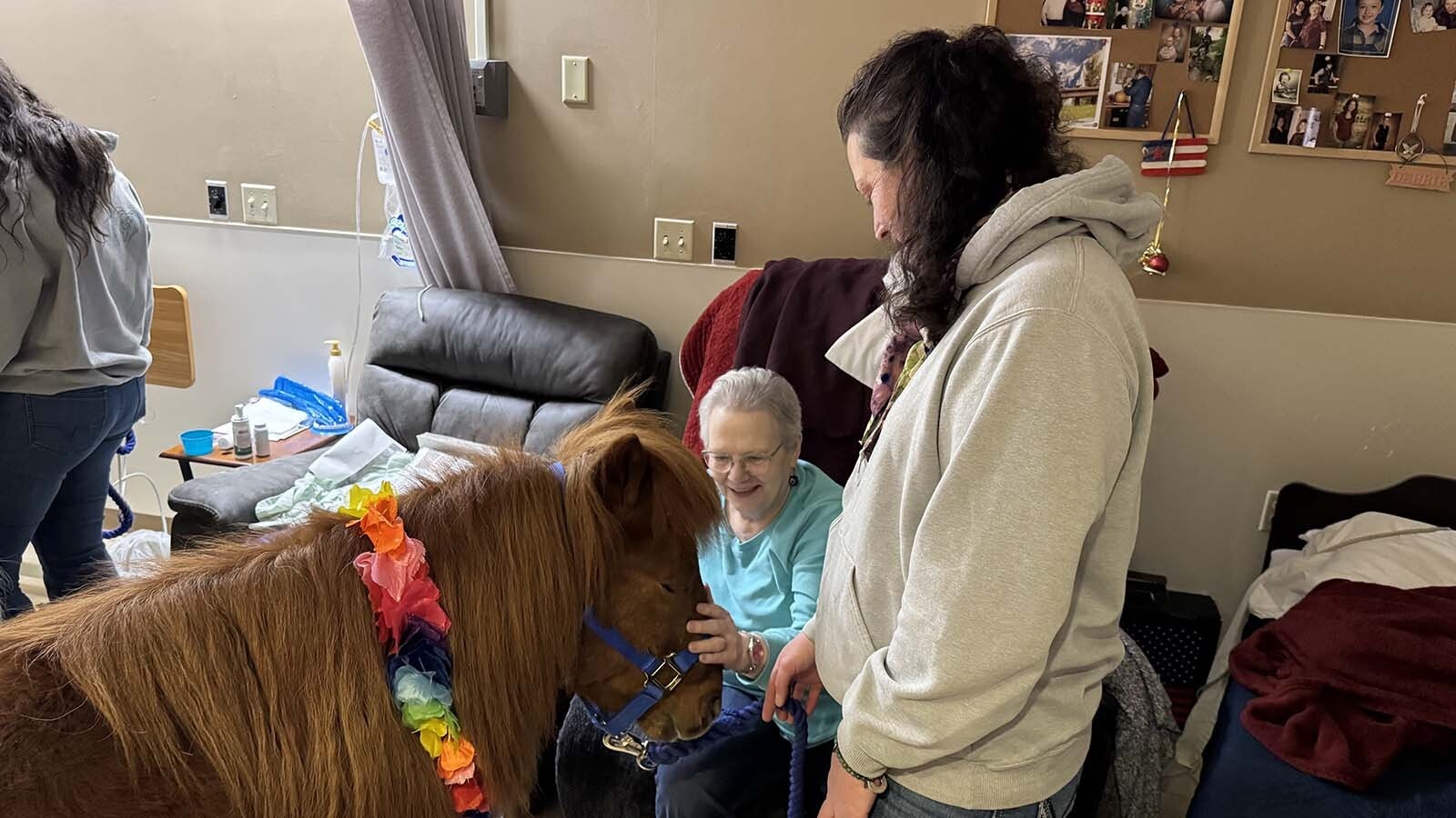 Norman the pony during one of Wyo Hoofbeats' monthly visits to Cody Regional Health's Long Term Care Facility.