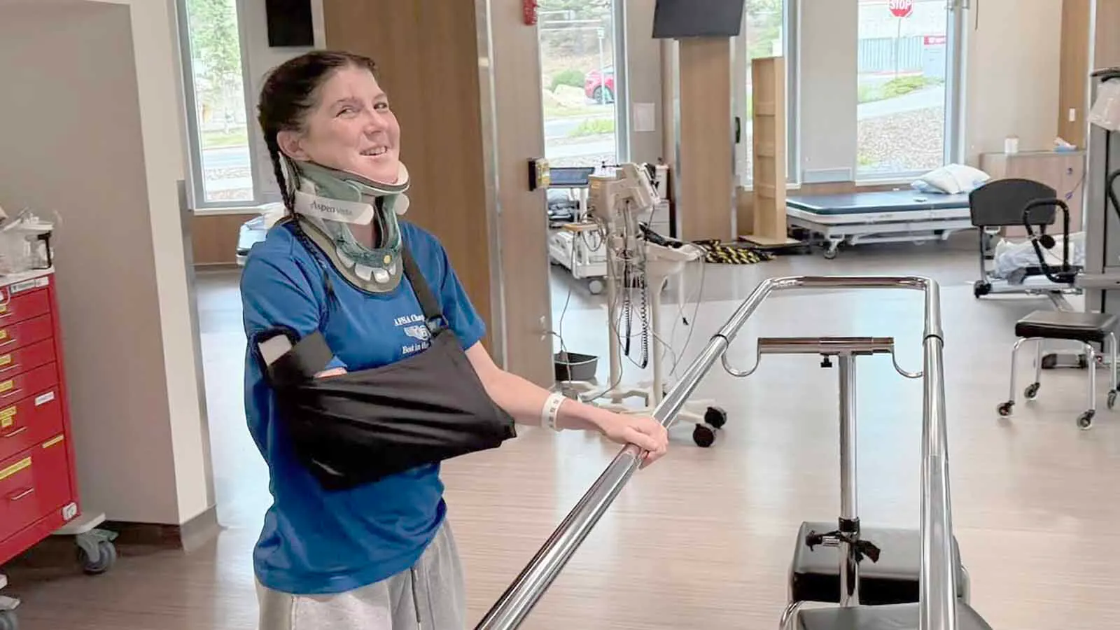 Presley Whitaker during her recovery in a Salt Lake City hospital after having her hand taken off in an accident with a rodeo horse.