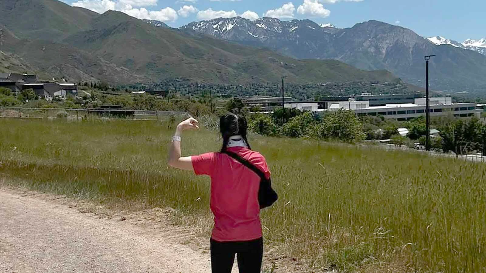 Presley Whitaker takes a walk weeks after being thrown off a horse and losing her right hand.