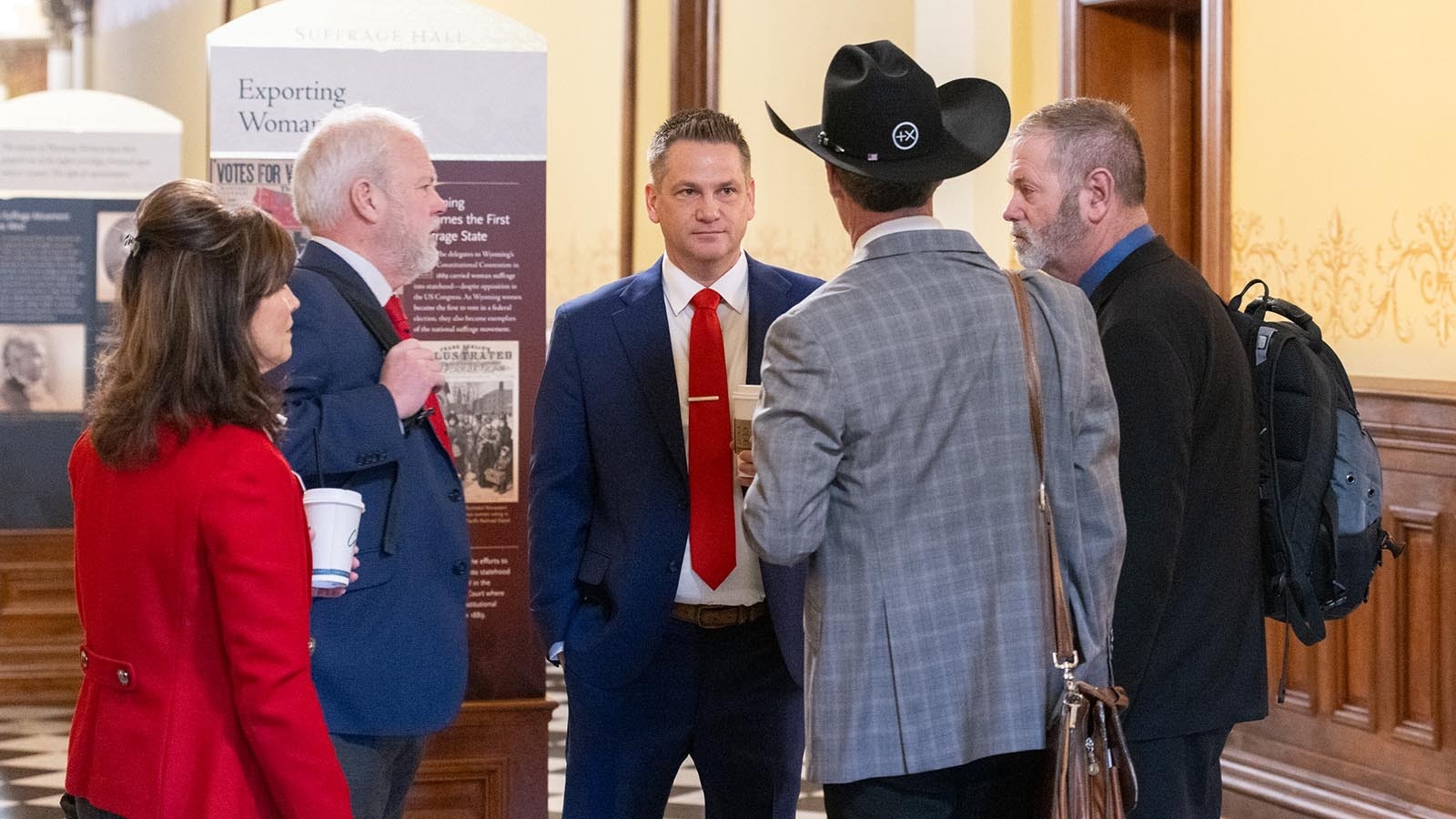 Senate President Bo Biteman, R-Ranchester, center, said he had a handshake deal with House members over a property tax releif bill before it stalled in the Joint Conference Committee on Tuesday, Feb. 25, 2025.