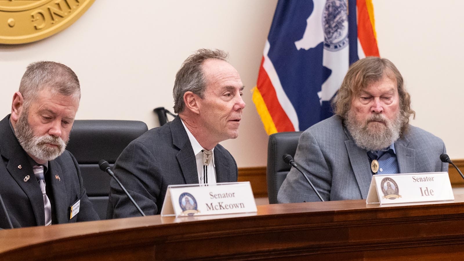 State Rep. Bob Ide, center, during a committee hearing on property tax releif.