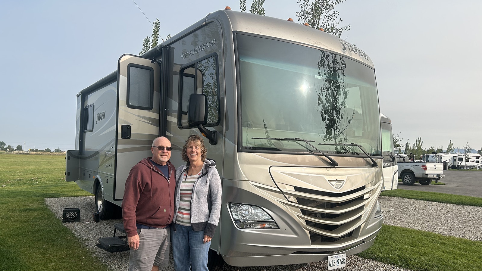 Doug and Trish Biggs of Carbondale, Illinois, are traveling through Wyoming this summer in their Fleetwood Storm motor home. By luxury RV standards, the Briggs are roughing it in their 31-foot 2017 model.