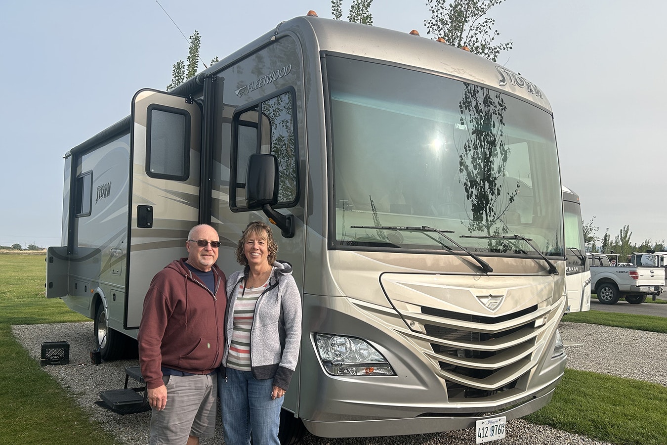 Doug and Trish Biggs of Carbondale, Illinois, are traveling through Wyoming this summer in their Fleetwood Storm motor home. By luxury RV standards, the Briggs are roughing it in their 31-foot 2017 model.