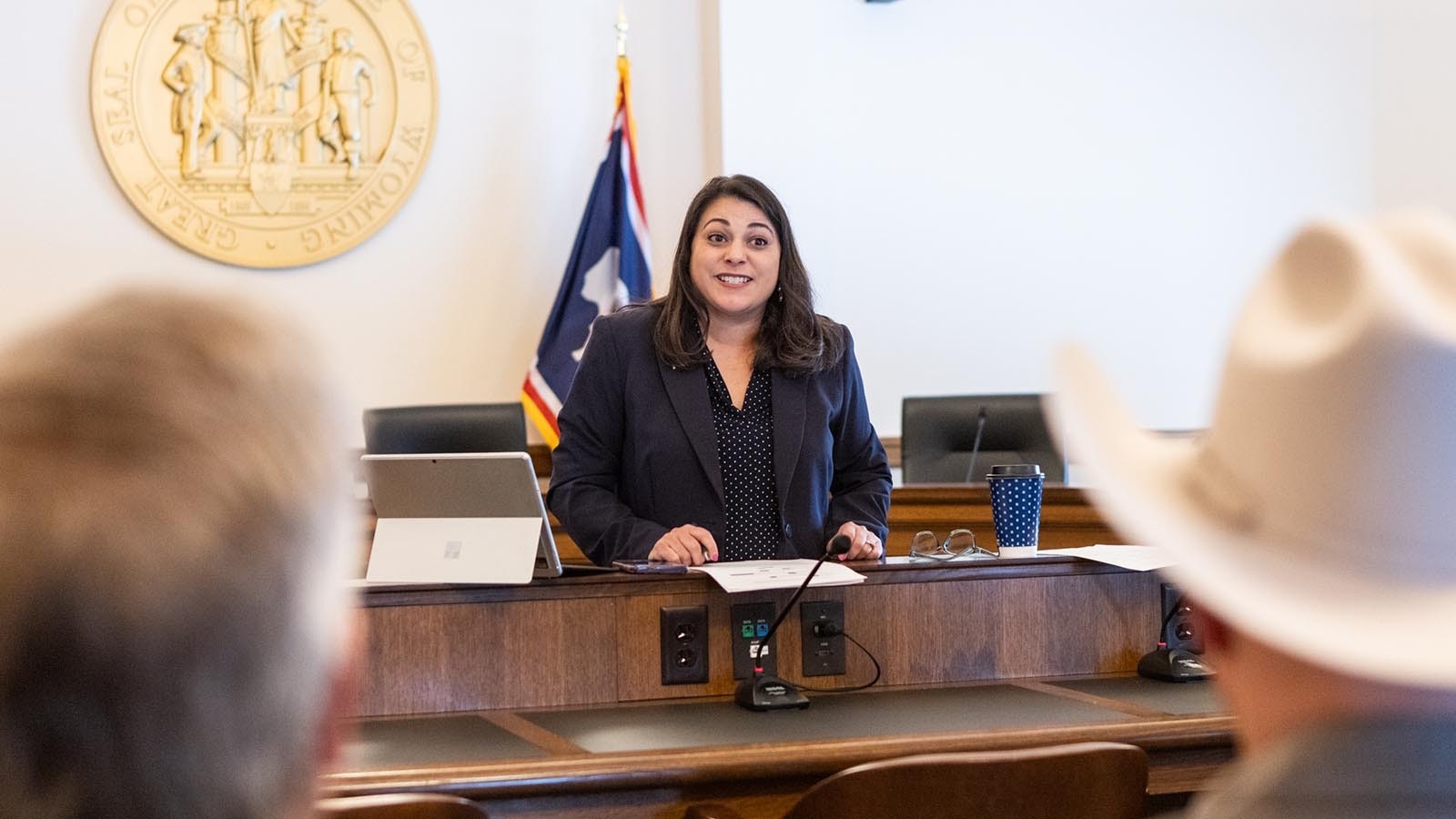 Wyoming Freedom Caucus Chairman Rachel Rodriguez-Williams, R-Cody, speaks during a Freedom Caucus press conference at the Wyoming Capitol in Cheyenne on Friday, March 7, 2025.