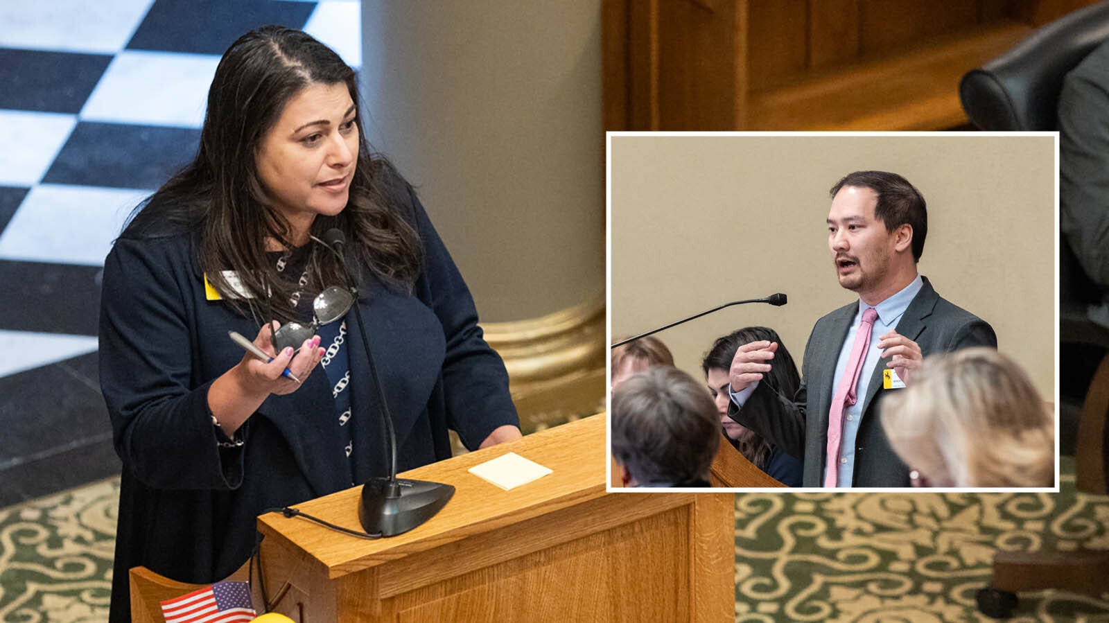 State Rep. Rachel Rodriguez-Williams, R-Cody, left, and Sen. Mike Yin, D-Jackson.