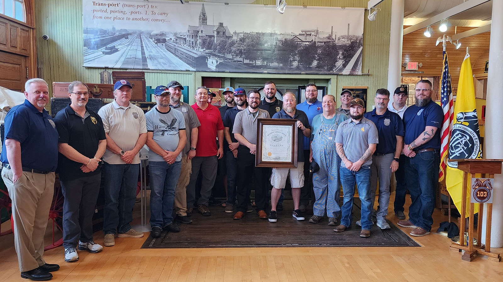 Members of the Brotherhood of Locomotive Engineers and Trainmen Division 103 celebrate 155 years as a union chapter and recently turned their original charter over to the Wyoming State Archives.