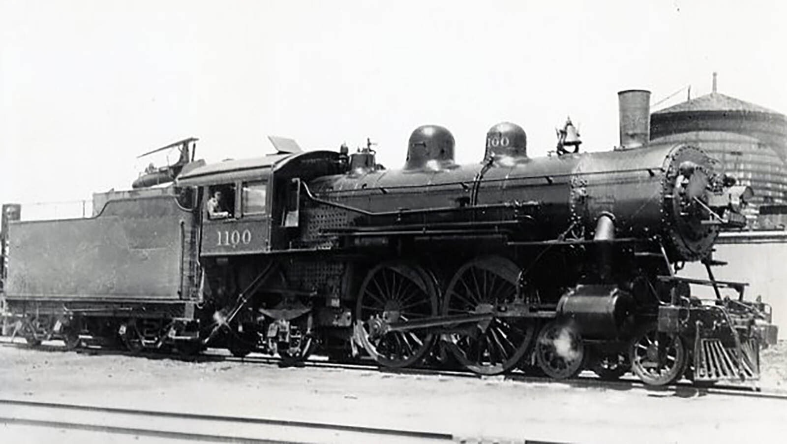 Chicago and Northwestern 4-4-2 steam locomotive No. 1100 in Casper in 1931.