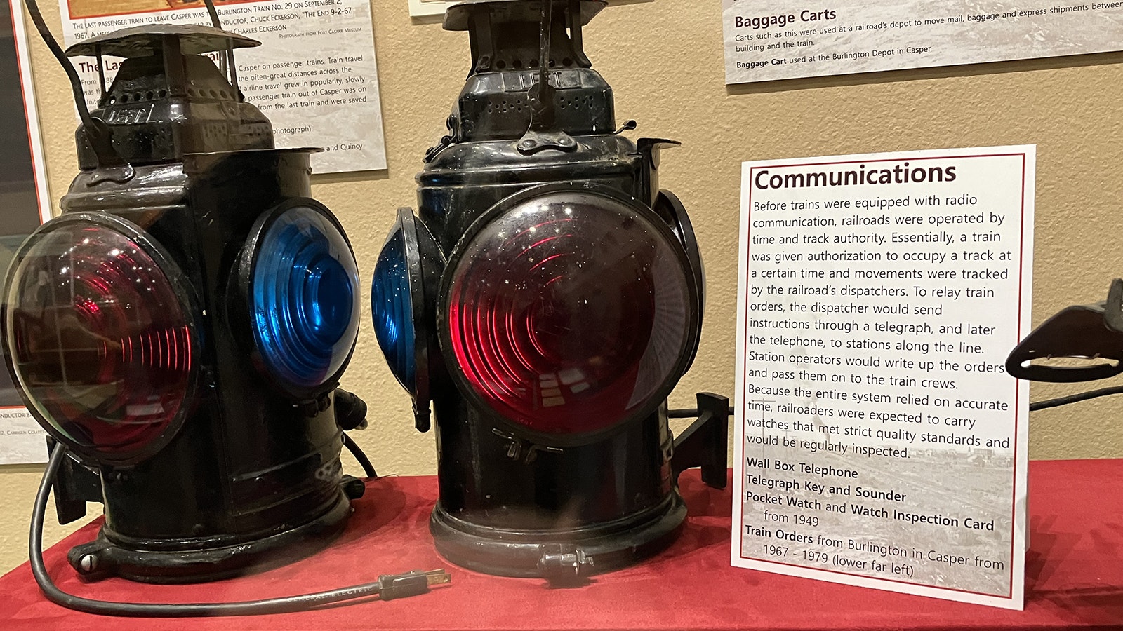 Signal lights used to provide directions for the train crews.