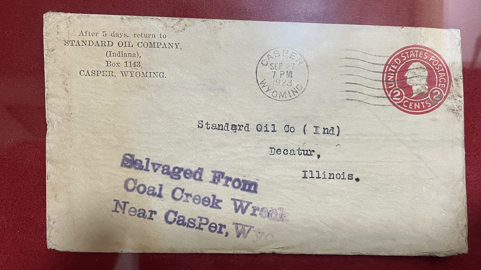 This letter addressed to Standard Oil in Indiana is one of the few artifacts that remain from the infamous Cole Creek train wreck.