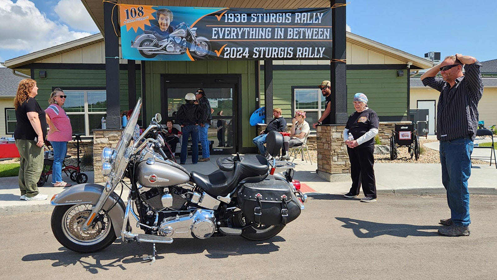 Hazel Baumberger is 108 and South Dakota's oldest person. She also attended the first Sturgis Motorcycle Ralley in 1938. Not able to attend this year, some Sturgis rallygoers brought the party to her with a drive-by Rally to Hazel on Monday.