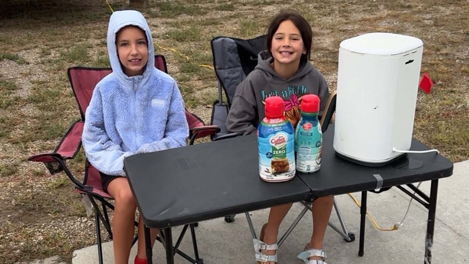 With a prolonged power outage cancelling the first day of school in Rawlins, Sinclair and other areas of Carbon County on Monday, Aug. 25, 2025, some kids decided to make some money. These kids set up a coffee stand, $2 a cup.