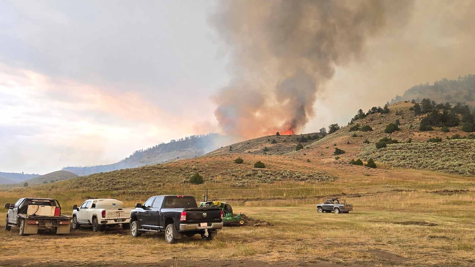 Ranchers and others have been defending the land against the Red Canyon Fire since it flared up Wednesday night. They have been grateful for the air support and the firefighters who have descended on Hot Springs County to help fight the fire that has gobbled up over 100,000 acres since the lightning strike on Wednesday.