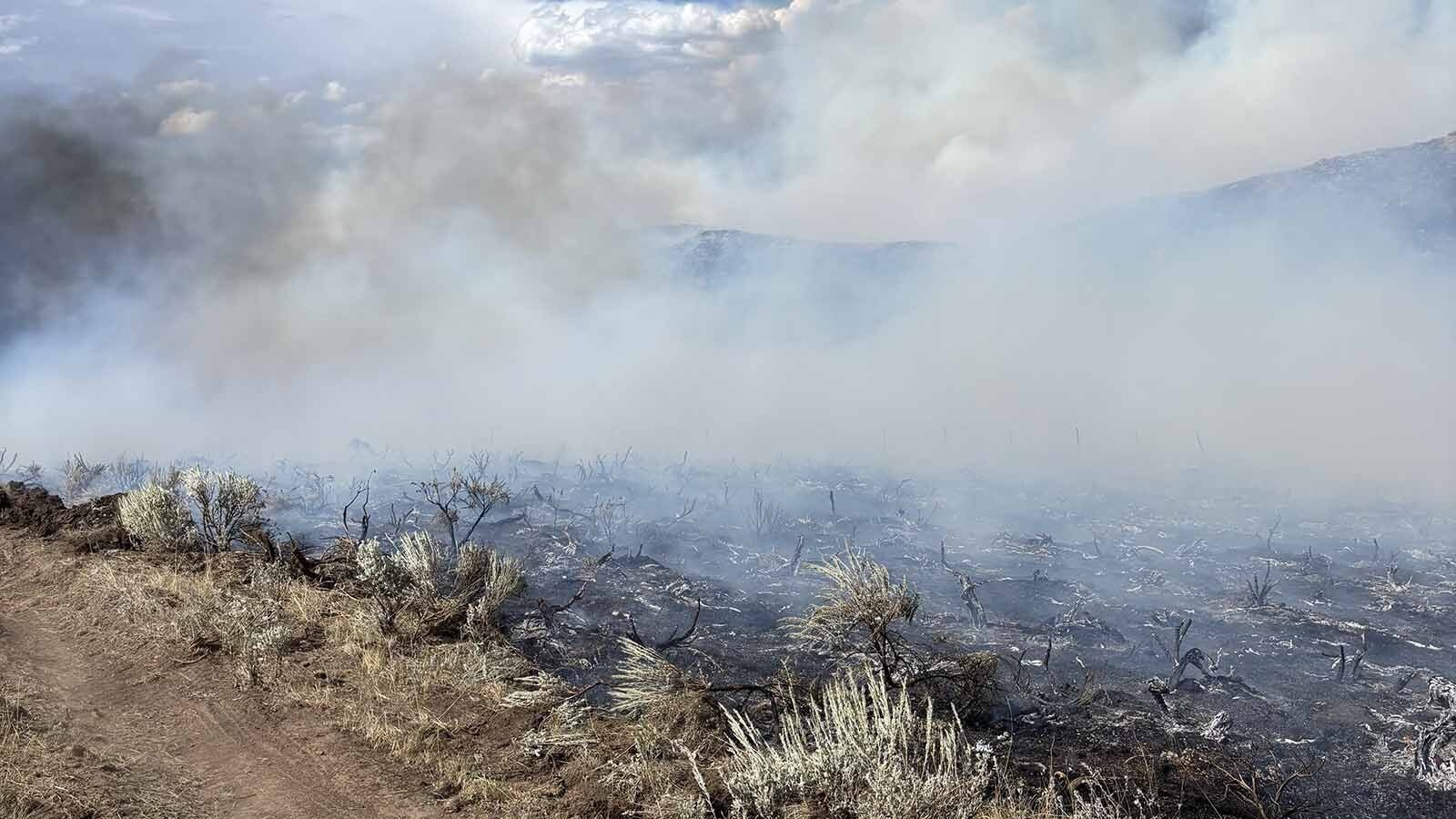 The rangeland that ranchers in rural Hot Springs County were depending on for their cattle has been devastated and is now a wasteland. It may take up to three to four years to get the grasses back according to outfitter Tony Kiser who has been out helping to fight back the flames.