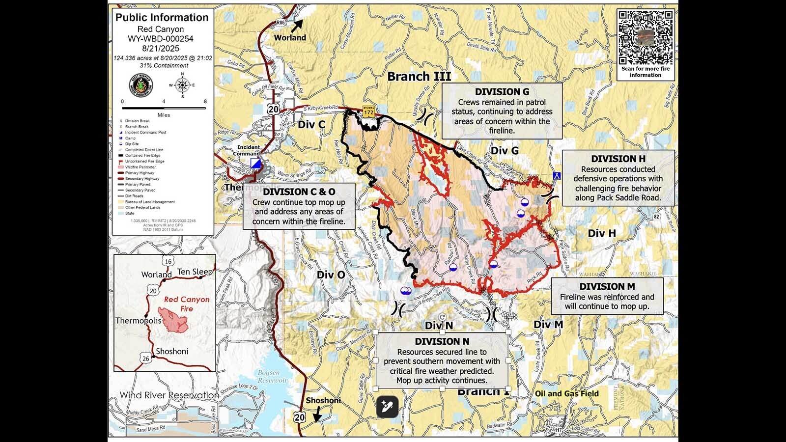 Red Canyon Fire map 8 21 25
