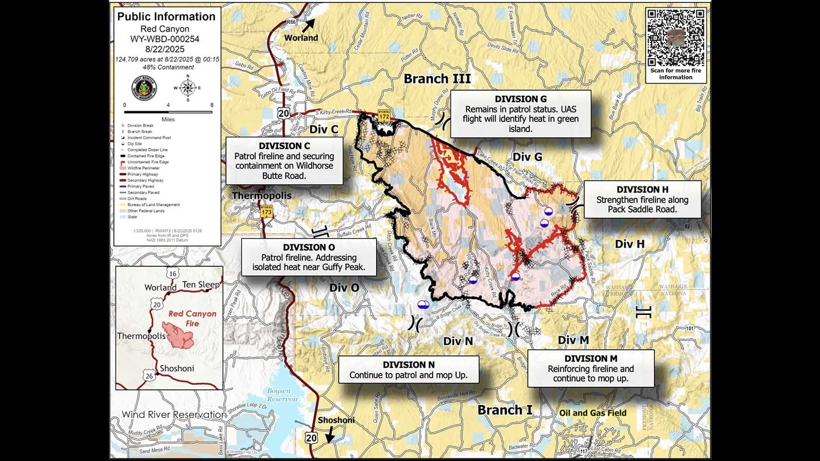 Red Canyon Fire map 8 22 25
