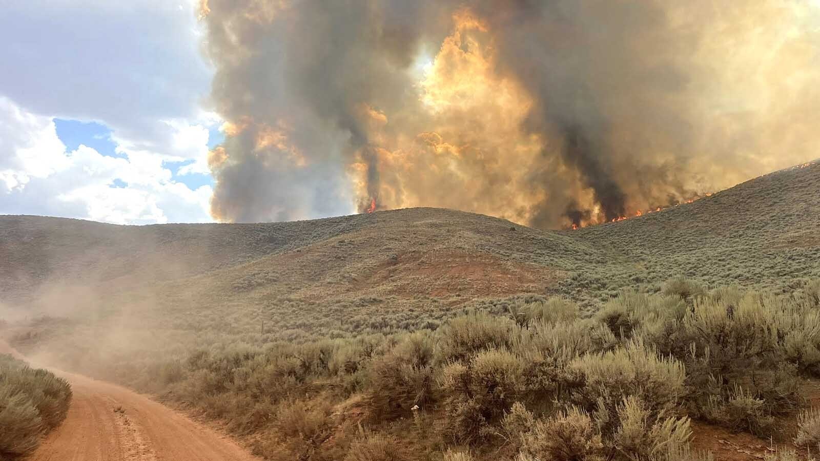 Gloria Philp said her family was fortunate to only lose part of a pasture but their leased land and her neighbors’ pastures were scorched. The winter feed they were dependent on for their cattle and sheep had been burned in the Red Canyon Fire.