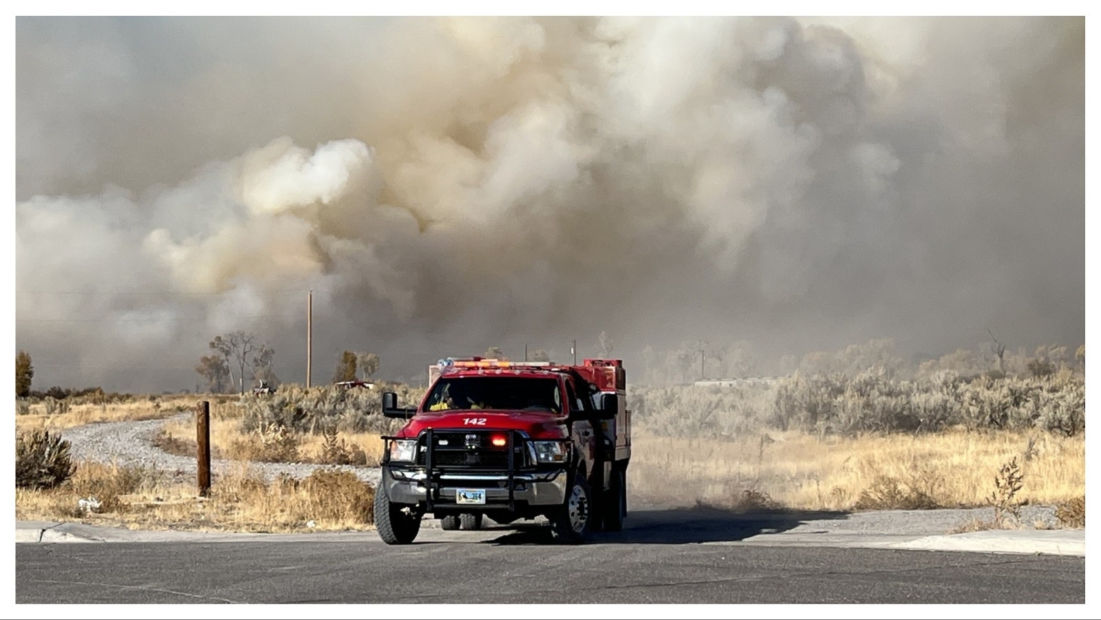 A grass fire off of Red Crow Lane on the north end of the Wind River Indian Reservation threatened Wednesday evening to jump the Wind River, into residential Riverton. It also prompted the evacuation of at least one home on the reservation side of the river.