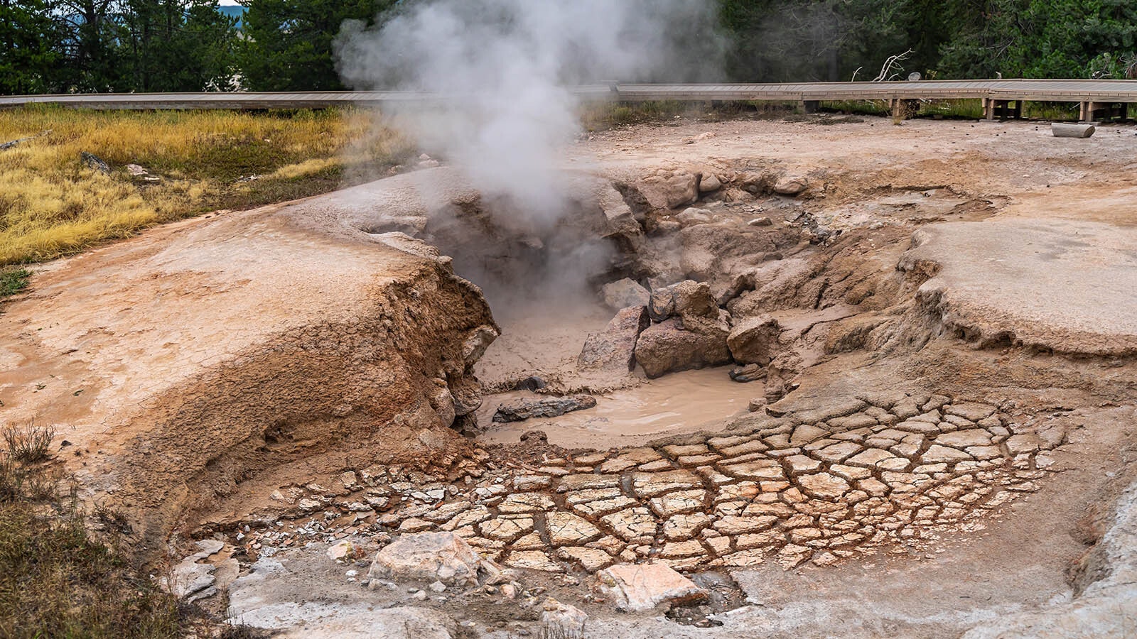 Created by a 7.3-magnitude earthquake on Aug. 17, 1959, Red Spouter can be a mudpot, hot spring or vent hot gasses.