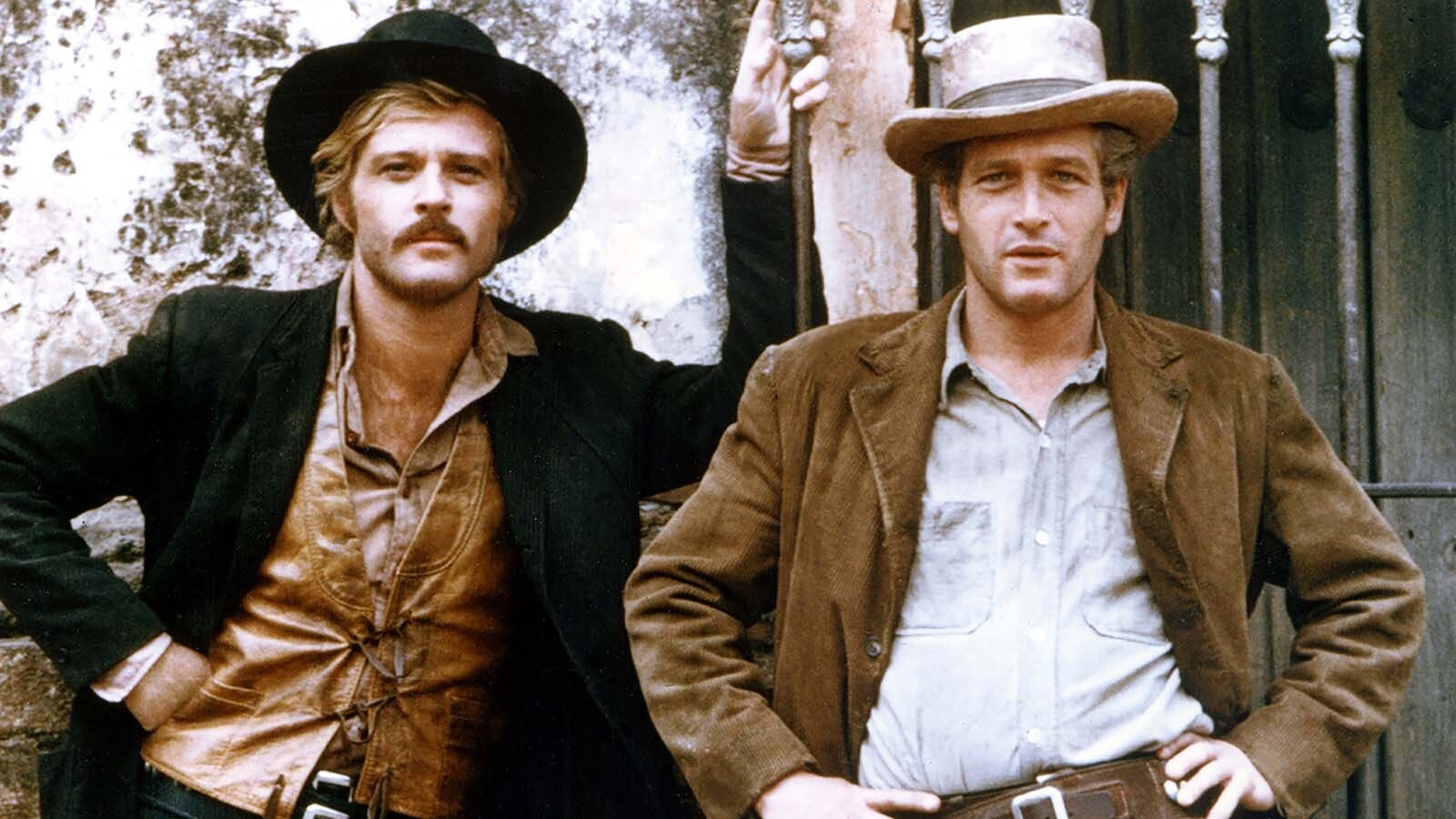 Robert Redfore at the Sundance Kid, left, and Paul Newman as Butch Cassidy.