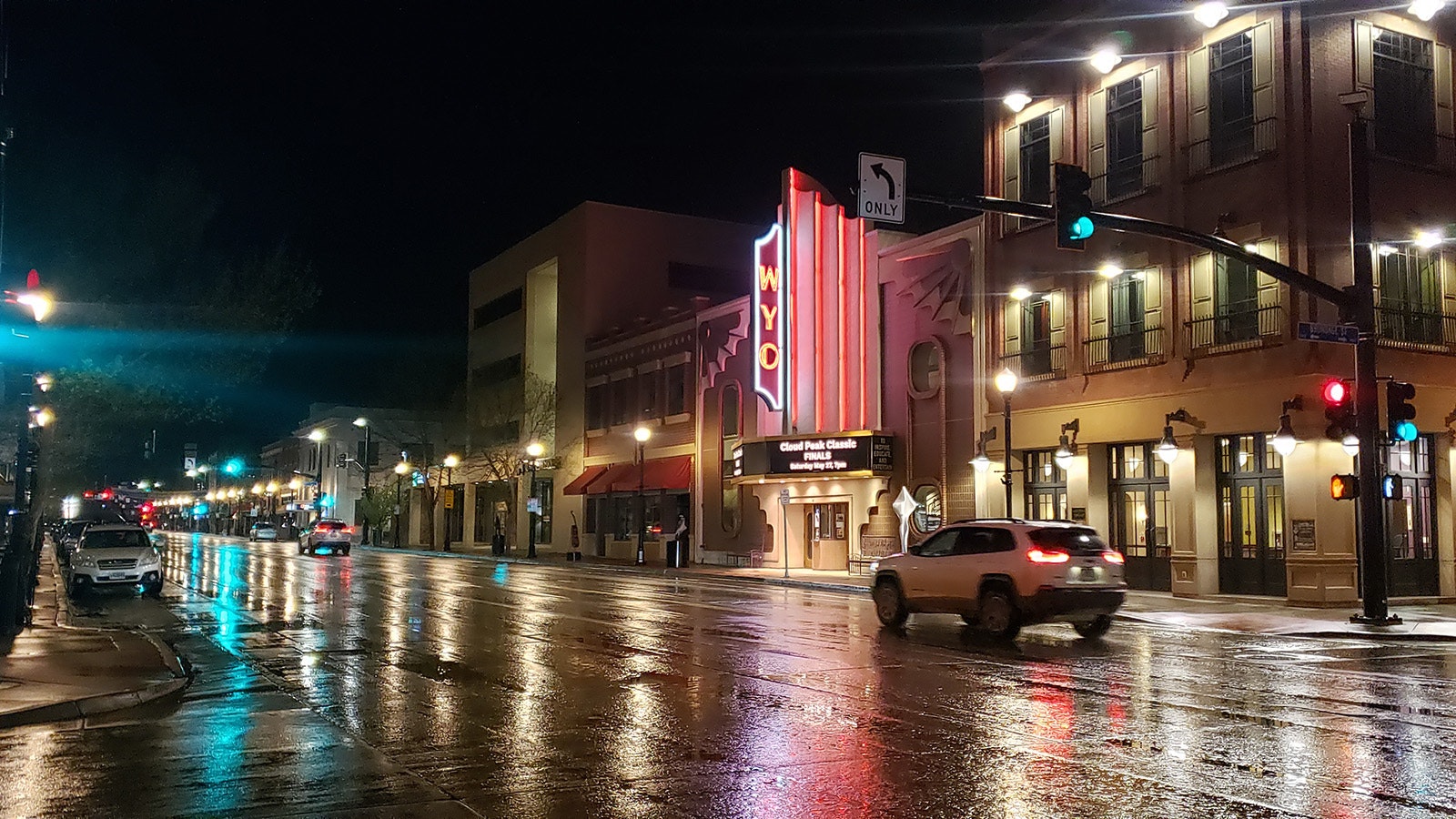 Downtown Sheridan on a rainy night is pure magic.