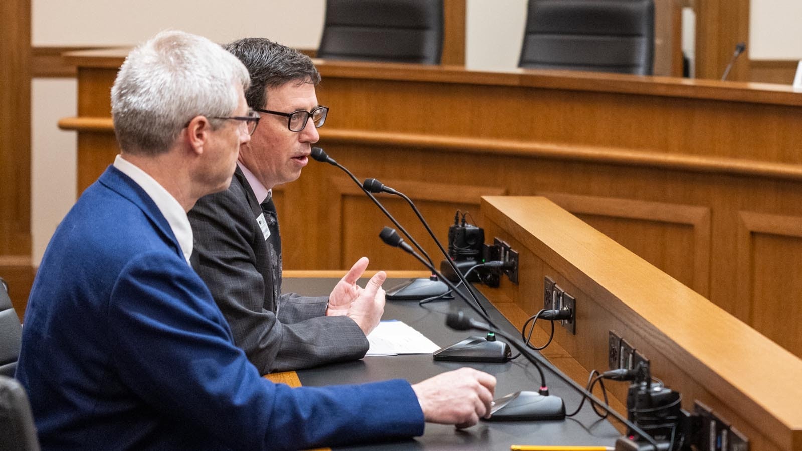 Renny McKay, president of the Wyoming Business Alliance, testifies against House Bill 121 on Friday, Feb. 13, 2026.
