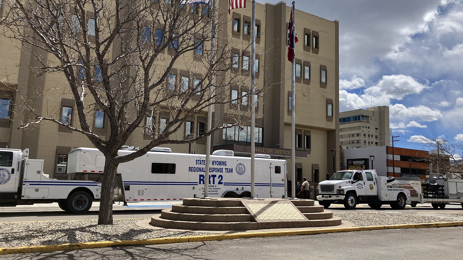 The Hall of Justice in Casper was evacuated and a special response team for hazardous substances called in after a suspicious package was delivered Thursday.