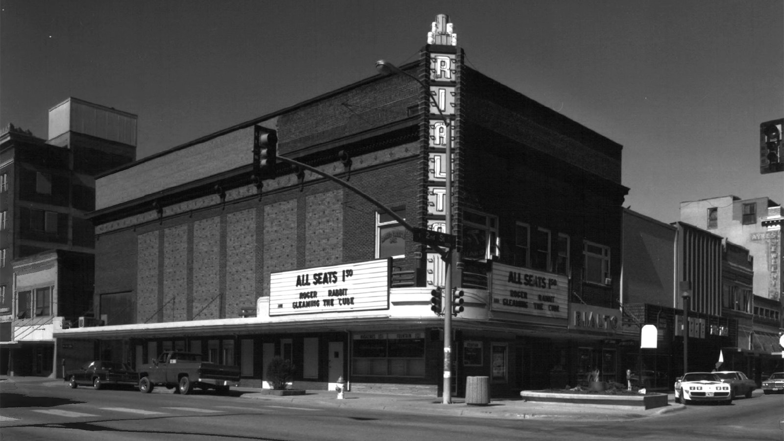 The Rialto Theater has been a Casper corner anchor since the 1920s. Here is a photo of the theater from 1989.