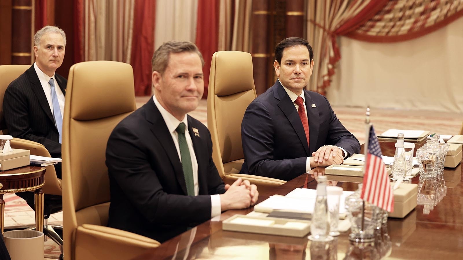 U.S. Secretary of State Marco Rubio, right, and U.S. National Security Advisor Mike Waltz attend talks between the U.S. and Ukraine hosted by the Saudis on March 11, 2025, in Jeddah, Saudi Arabia.