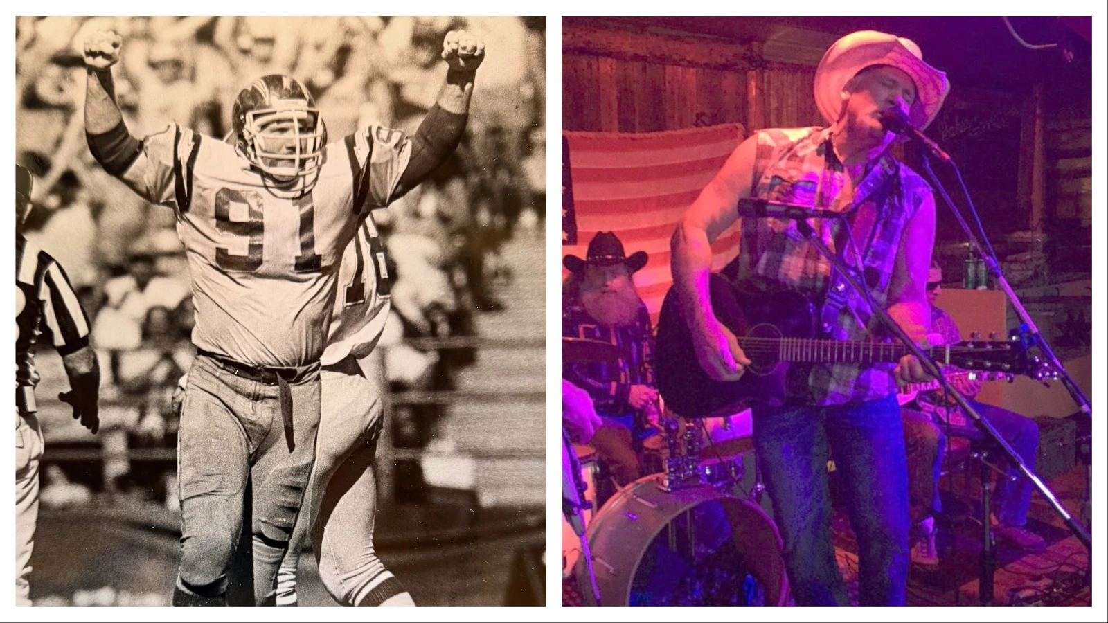 Rick Ackerman had some of his greatest NFL success with the San Diego Chargers, logging a career-high three sacks during the 1982 season. Now he lives another dream as a Wyoming mountain man and country music performer.