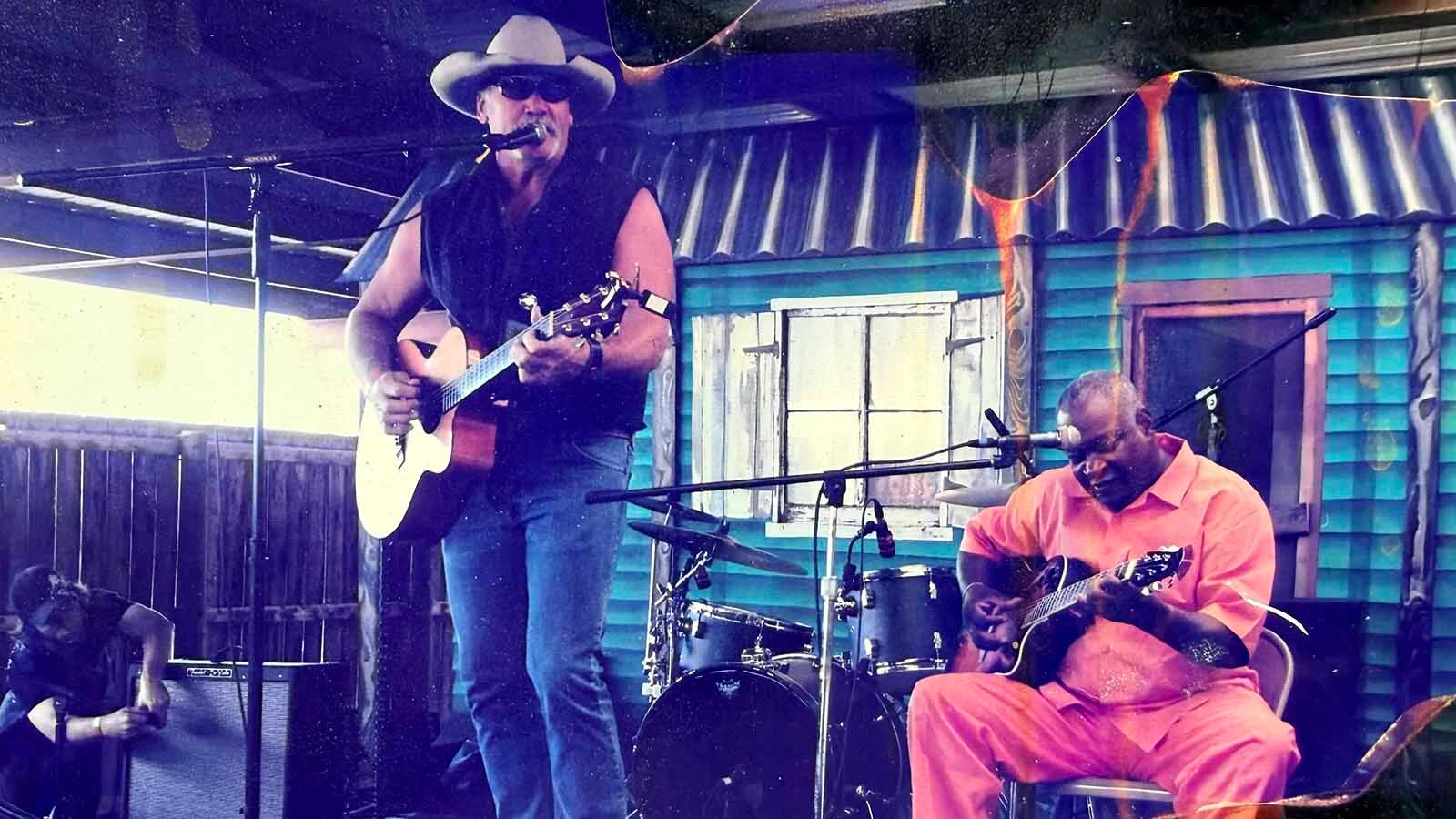 Rick Ackerman plays with blues legend Carl Wethersby at the Snowy Range Music Festival.