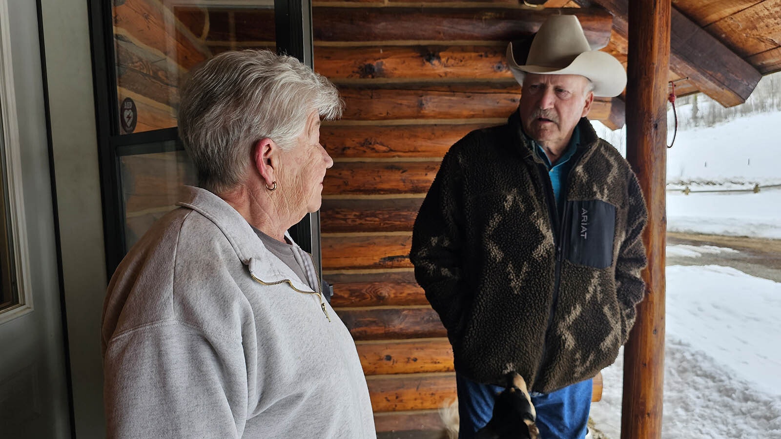 Pat Burroughs talks with Sublette County Commissioner Dave Stephens about her concerns with Homestead Resort.