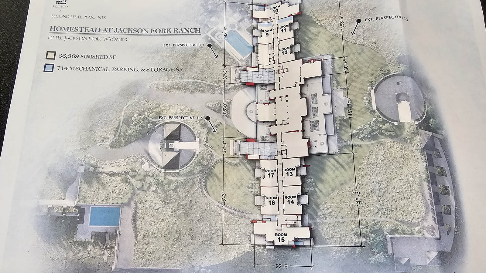 Architectural drawings about plans for the homestead at Jackson Fork Ranch in "Little Jackson Hole."