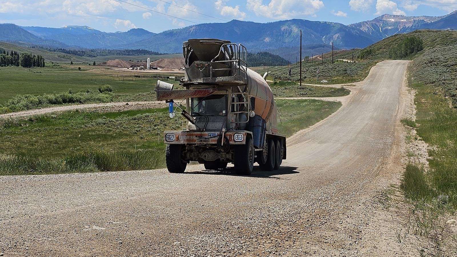 A concrete truck leaving the site after billionaire Joe Ricketts decided to can a posh resort in the Upper Hoback River Road valley near Bondurant.