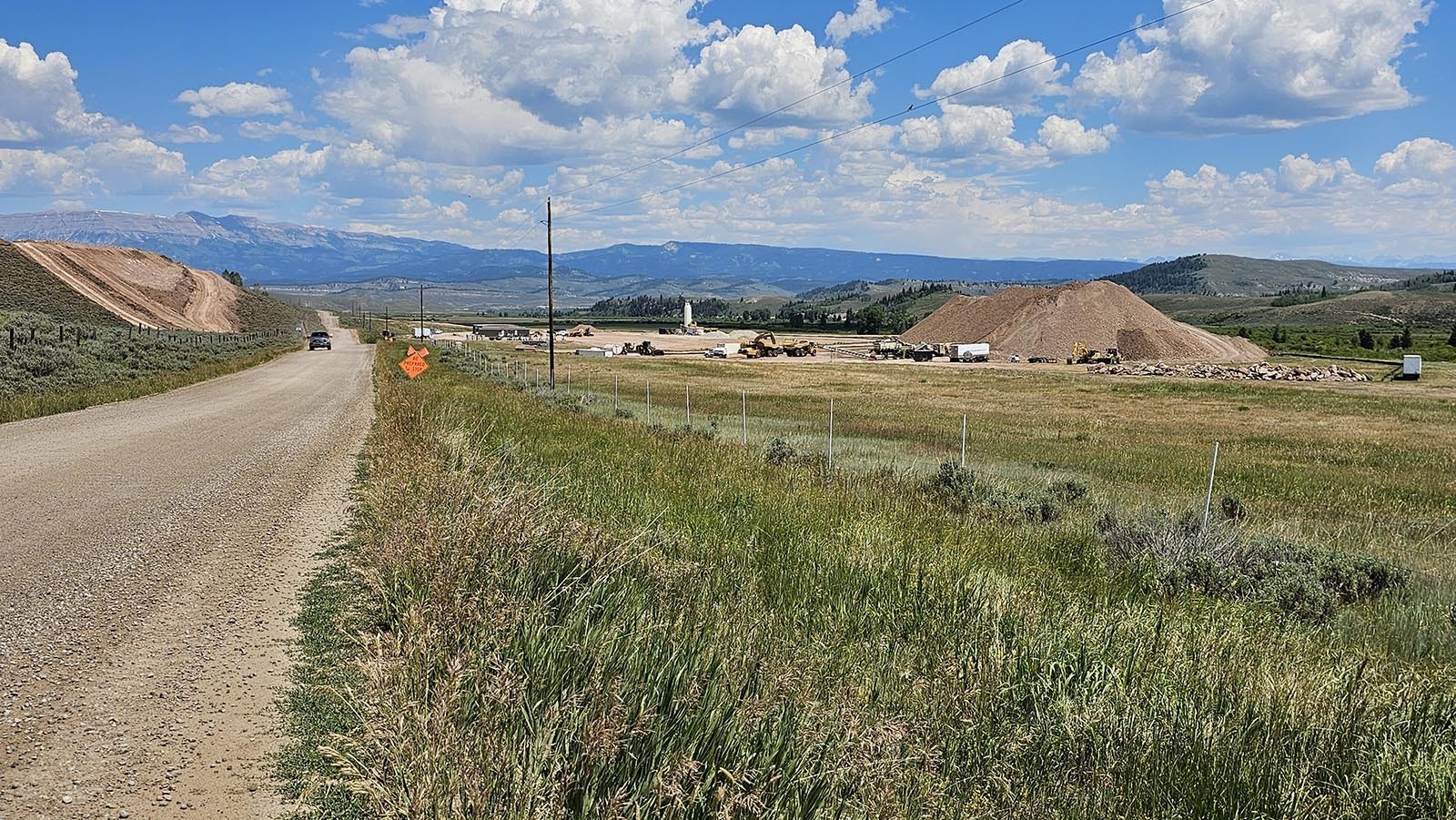 On the left, a road of sorts was constructed on the left-hand side of the road to take dirt over to the batch plant site.